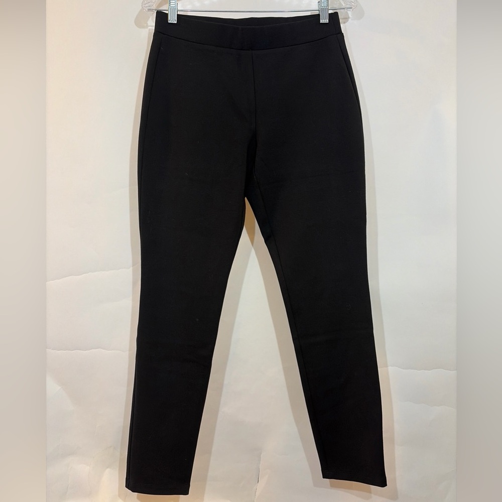 Theory Women's Medium Skinny Dress Pants Black Pull-on Shawn Luxe Ponte